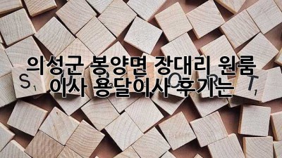 의성군 봉양면 장대리 원룸 이사, 용달이사 후기는?